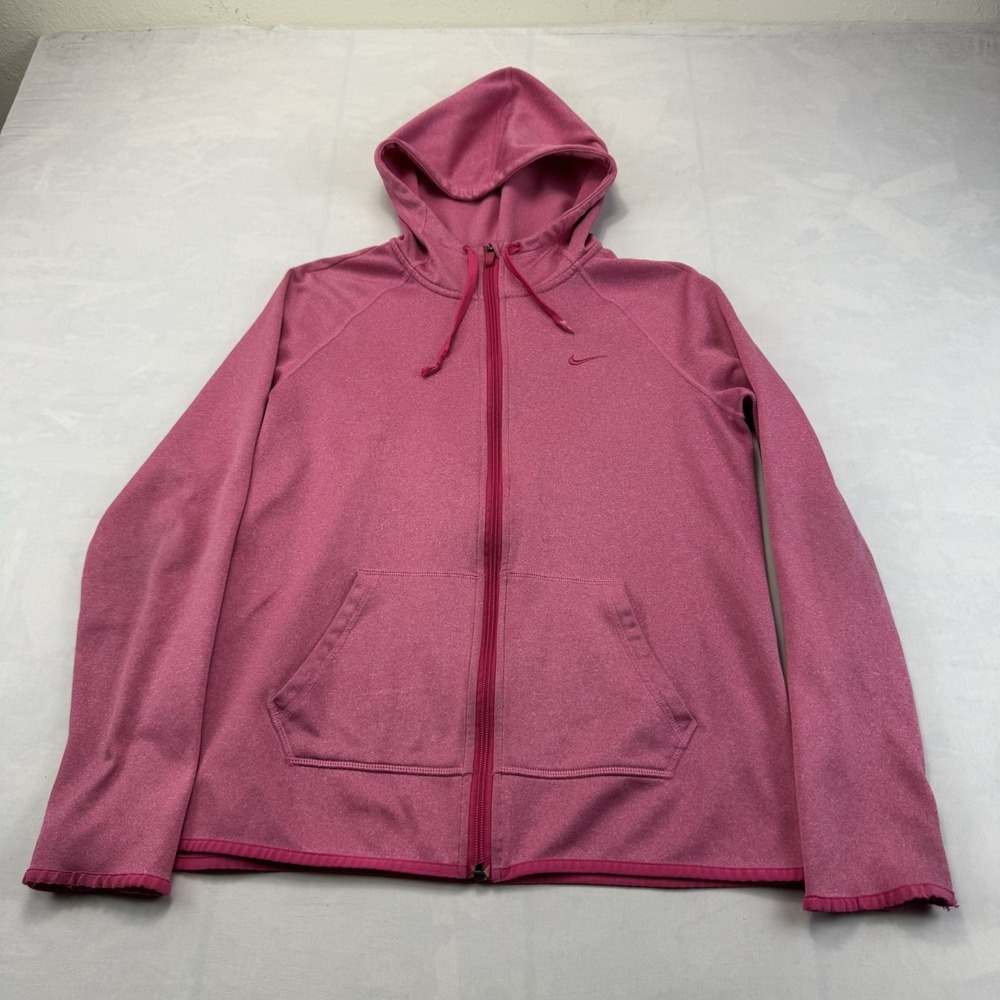 Nike Women's Therma-FIT Pink Zip Up Fleece Hoodie Size Medium